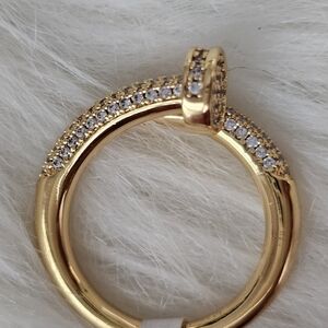 Gold nail ring w crystals